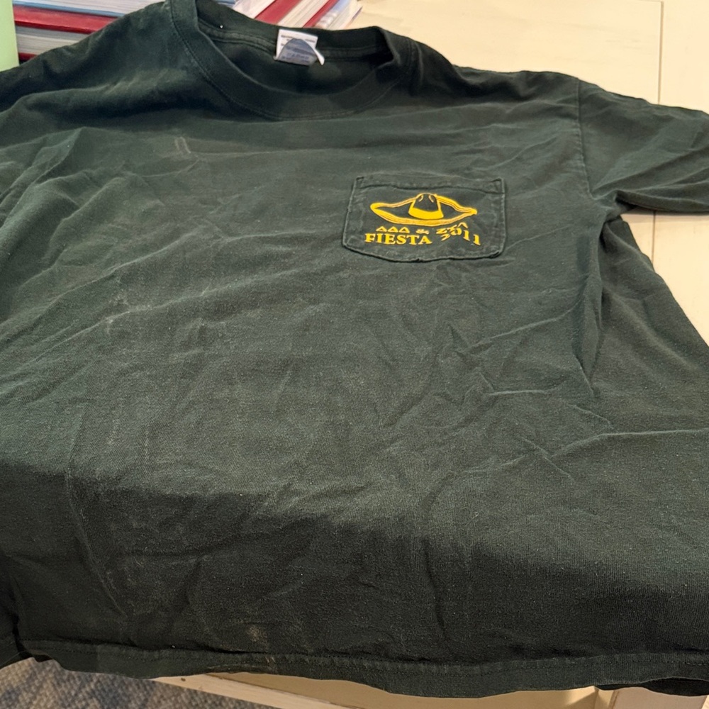 Fiesta Dark Green Tee with Zeta/ Tri Delt Yellow Logo UNIVERSITY OF TX
